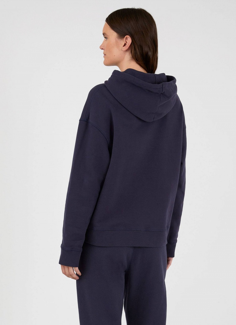 Navy Sunspel Relaxed Loopback Hoody | 53187-DFRG | USA