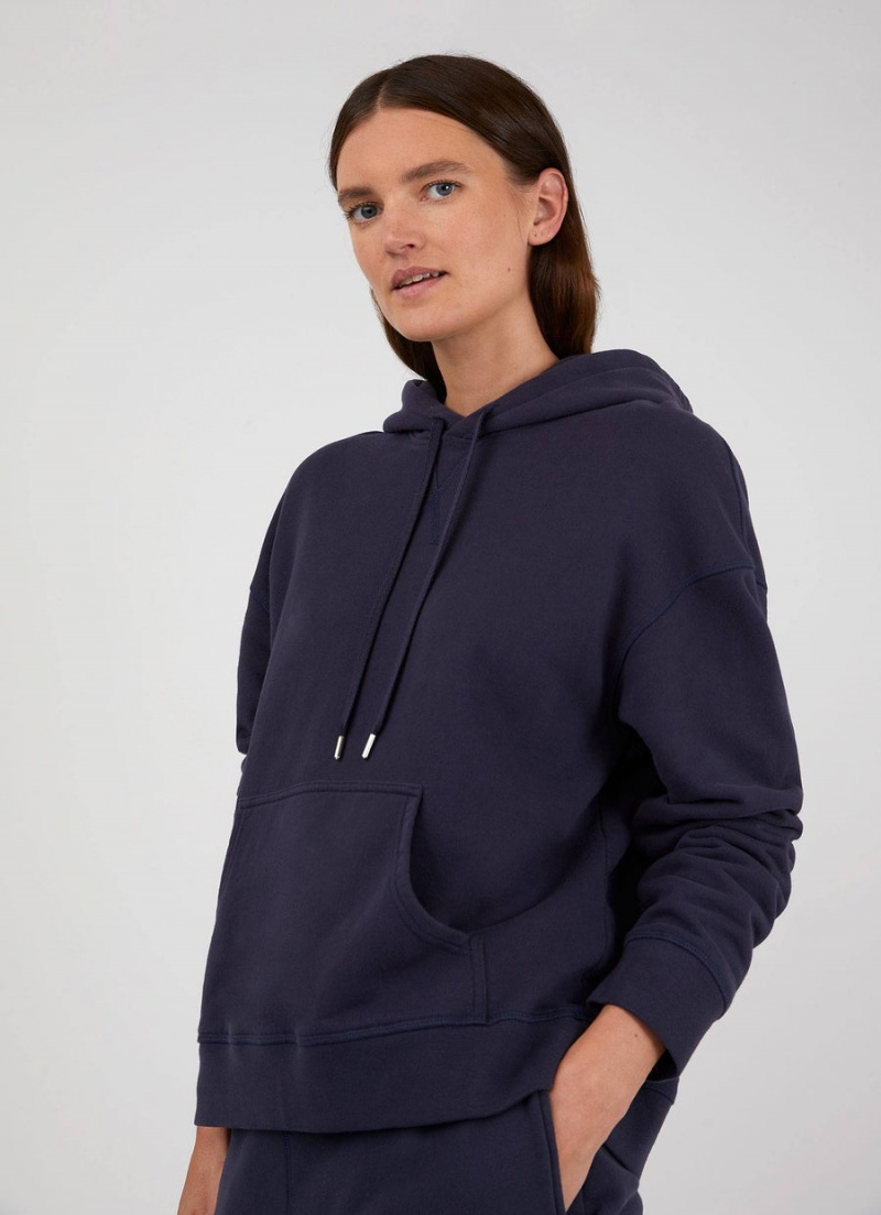 Navy Sunspel Relaxed Loopback Hoody | 53187-DFRG | USA