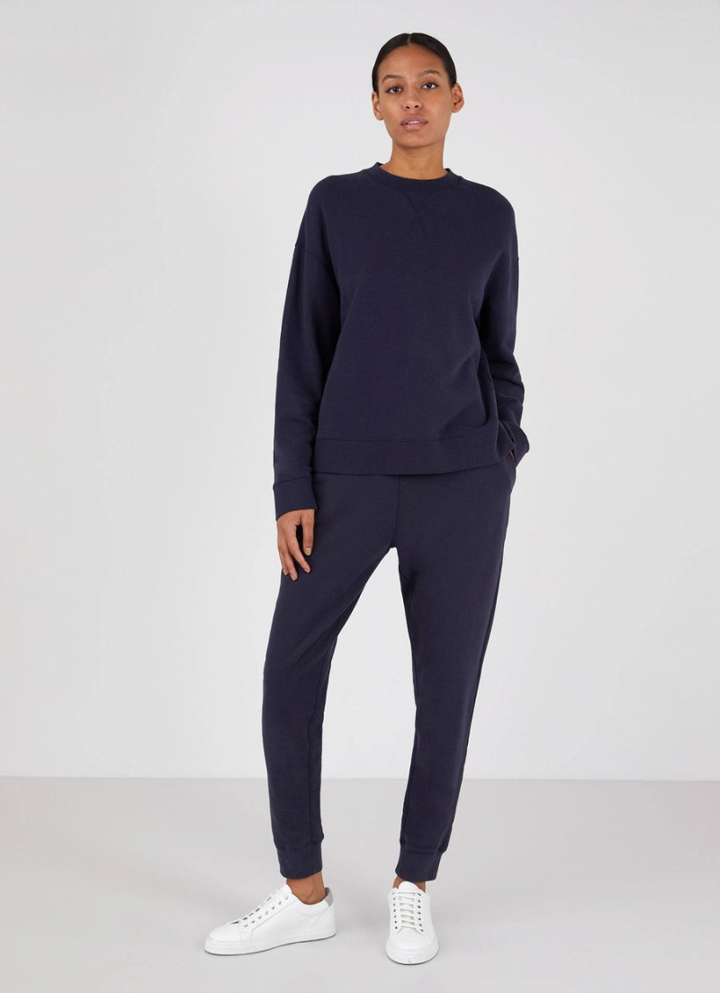 Navy Sunspel Relaxed Loopback Sweatshirt | 10269-BAGN | USA