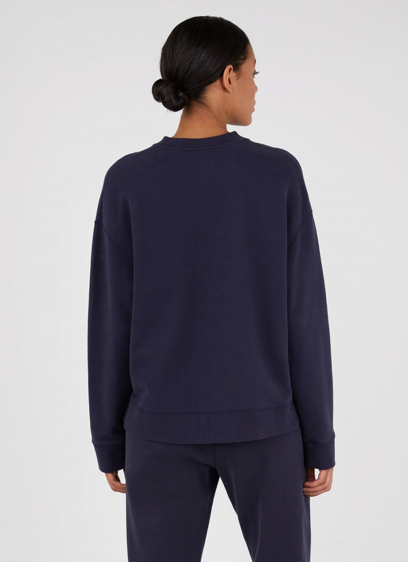 Navy Sunspel Relaxed Loopback Sweatshirt | 10269-BAGN | USA