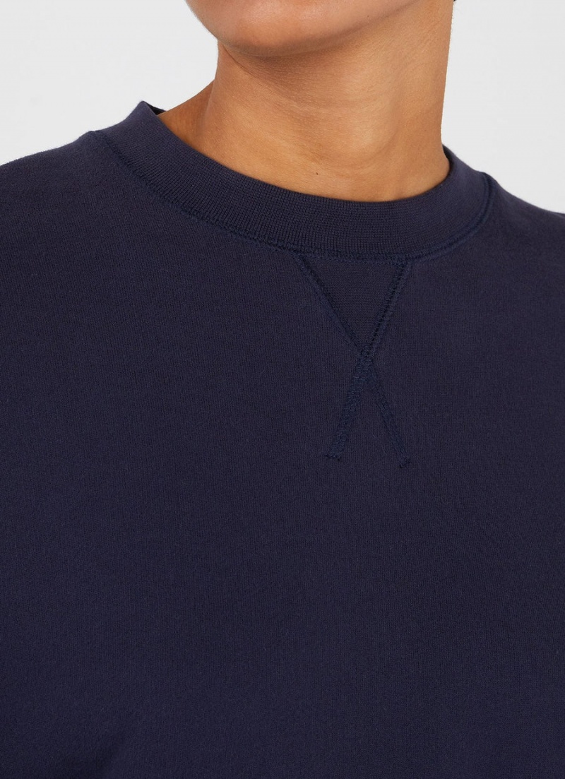 Navy Sunspel Relaxed Loopback Sweatshirt | 10269-BAGN | USA