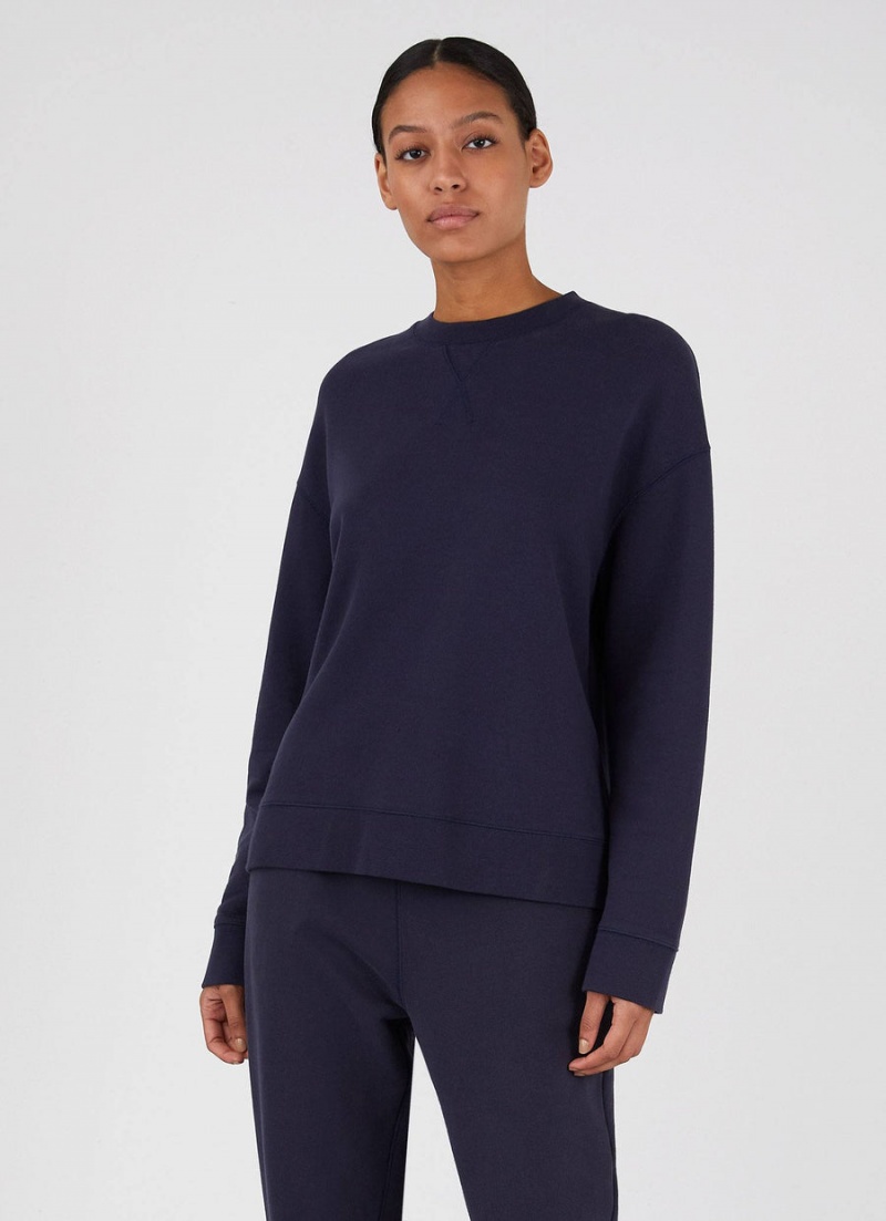 Navy Sunspel Relaxed Loopback Sweatshirt | 10269-BAGN | USA