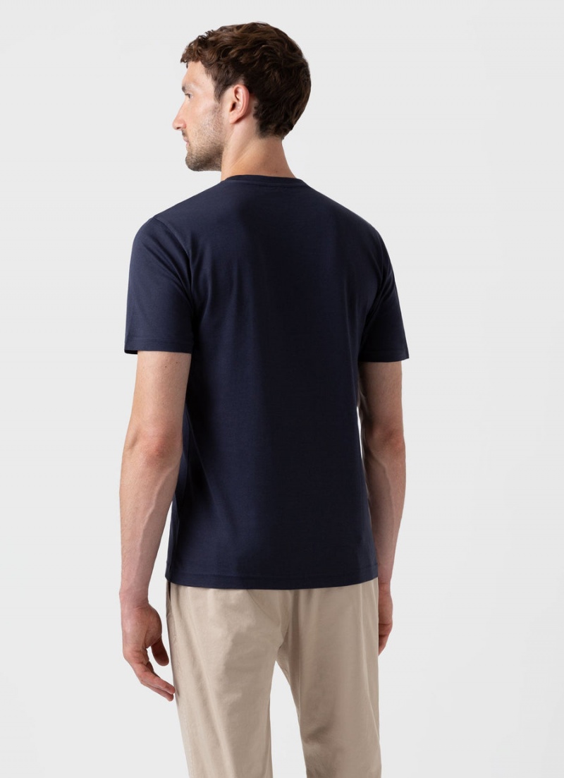 Navy Sunspel Riviera Midweight T-shirt | 36914-HJPW | USA