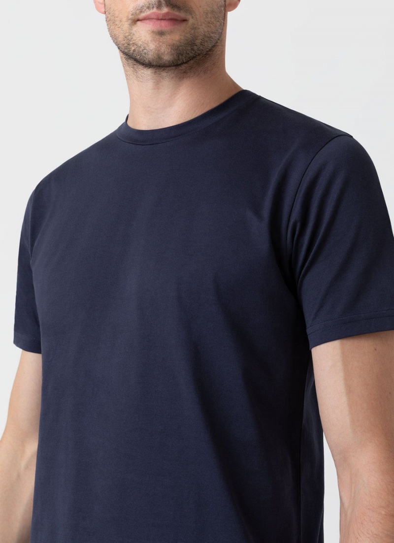 Navy Sunspel Riviera Midweight T-shirt | 36914-HJPW | USA