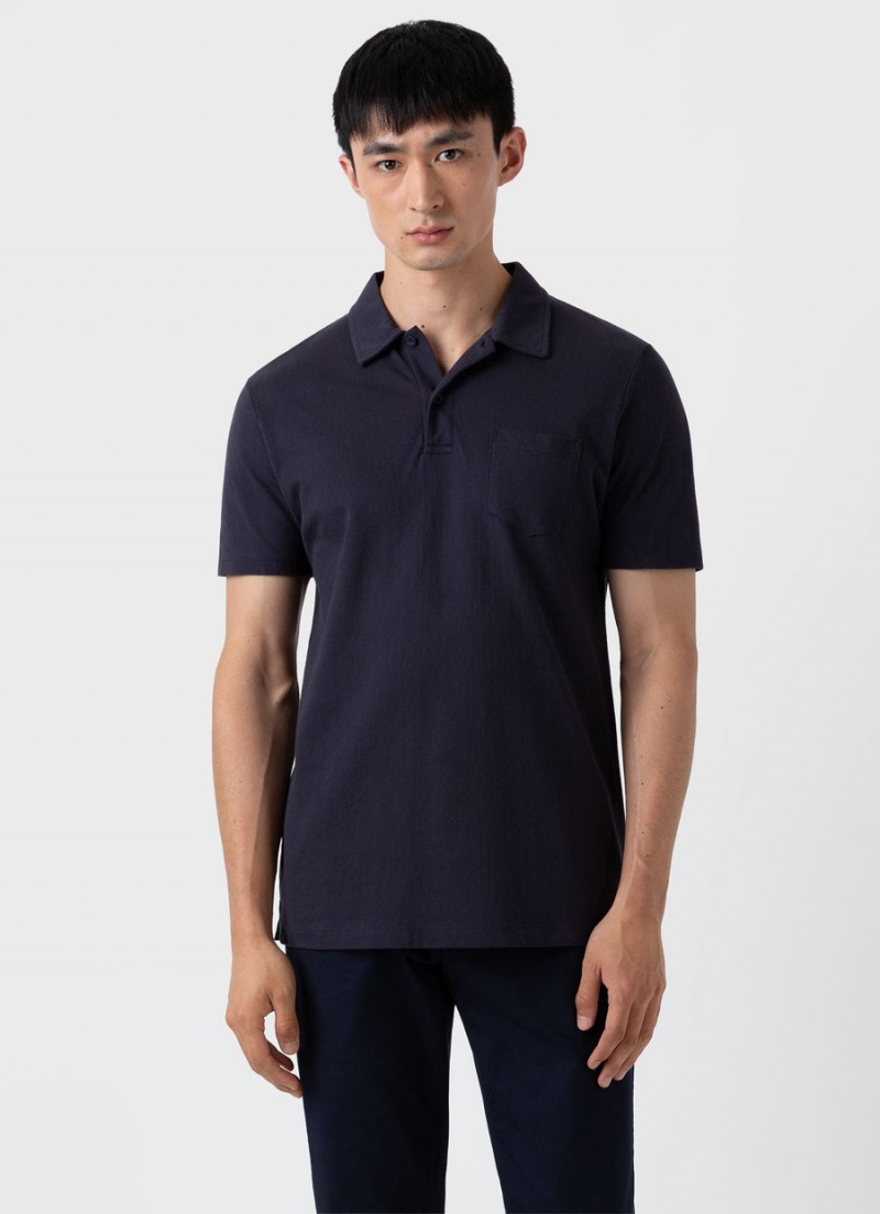 Navy Sunspel Riviera Polo Shirt | 57649-OTYH | USA