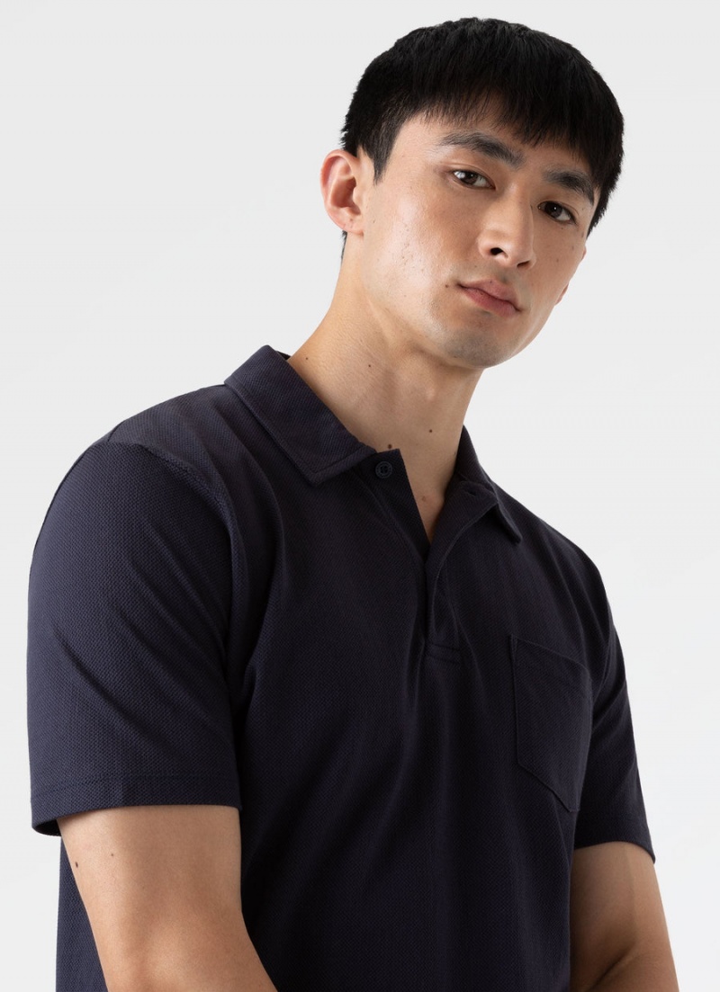 Navy Sunspel Riviera Polo Shirt | 57649-OTYH | USA