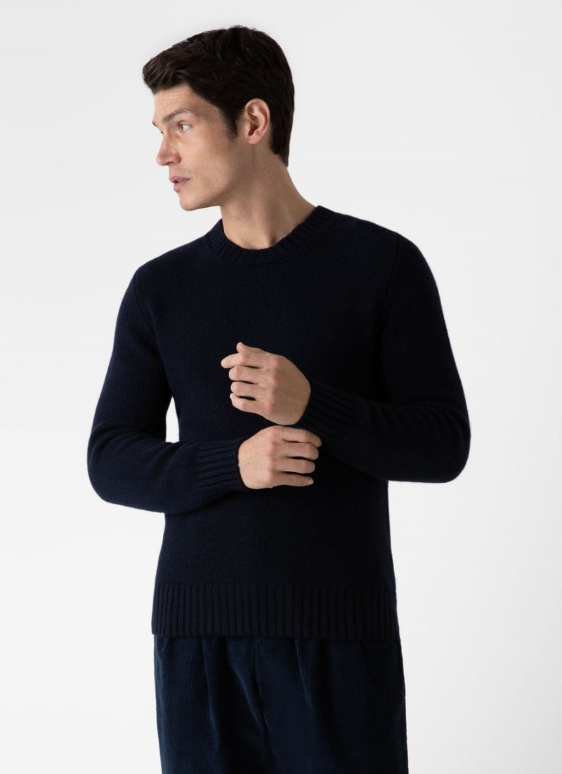 Navy Sunspel Roxburgh Cashmere Jumper | 95823-DGSW | USA