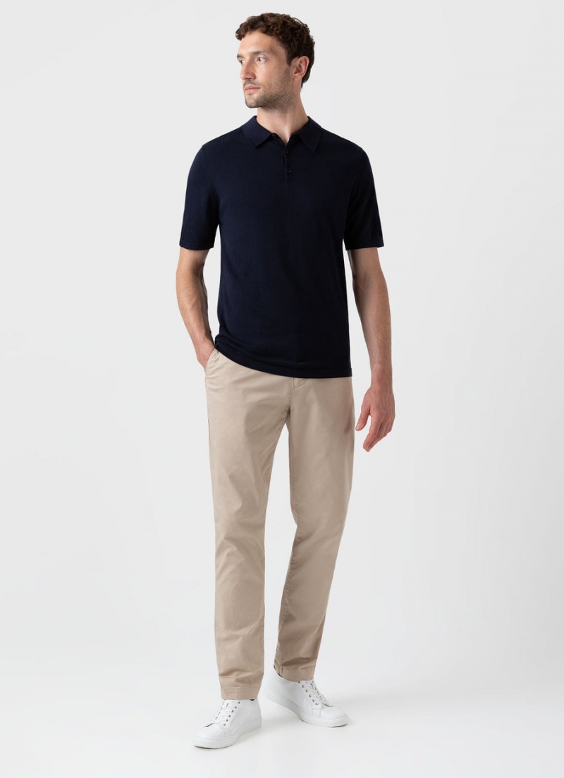 Navy Sunspel Sea Island Cotton Polo Shirt | 23189-FMNO | USA