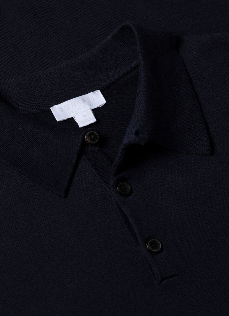 Navy Sunspel Sea Island Cotton Polo Shirt | 23189-FMNO | USA