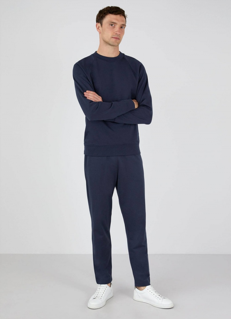 Navy Sunspel Sea Island Cotton Sweatpants | 72854-HLSV | USA