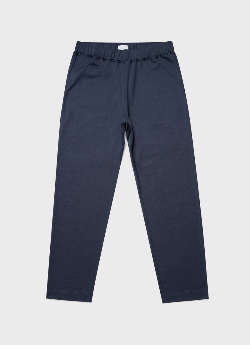 Navy Sunspel Sea Island Cotton Sweatpants | 72854-HLSV | USA