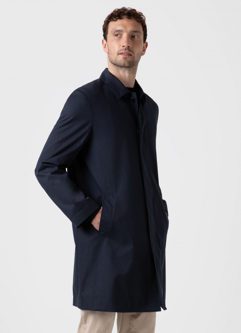 Navy Sunspel Showerproof Cotton Mac | 83526-NOGS | USA