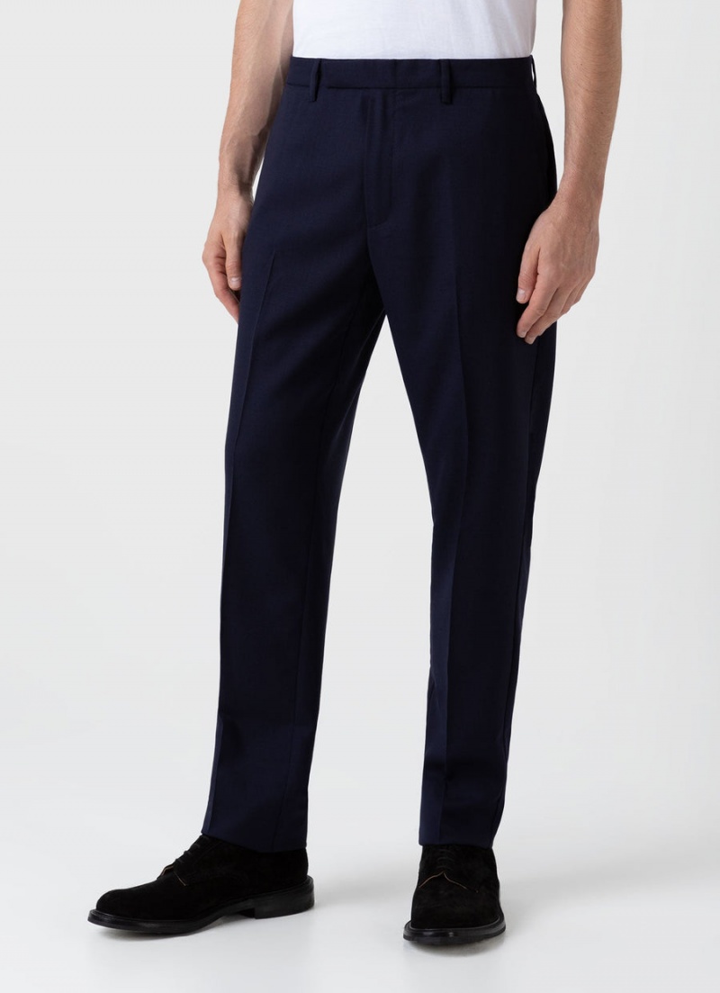 Navy Sunspel Slim Fit Wool Trouser | 29481-AZIN | USA