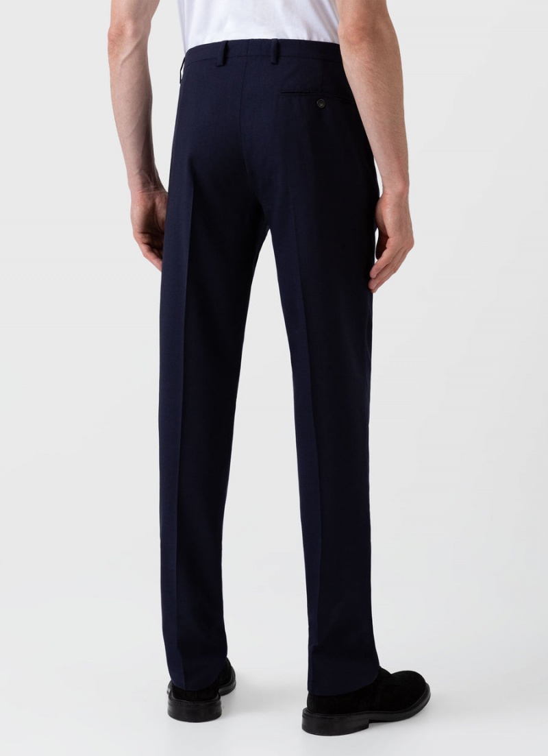 Navy Sunspel Slim Fit Wool Trouser | 29481-AZIN | USA