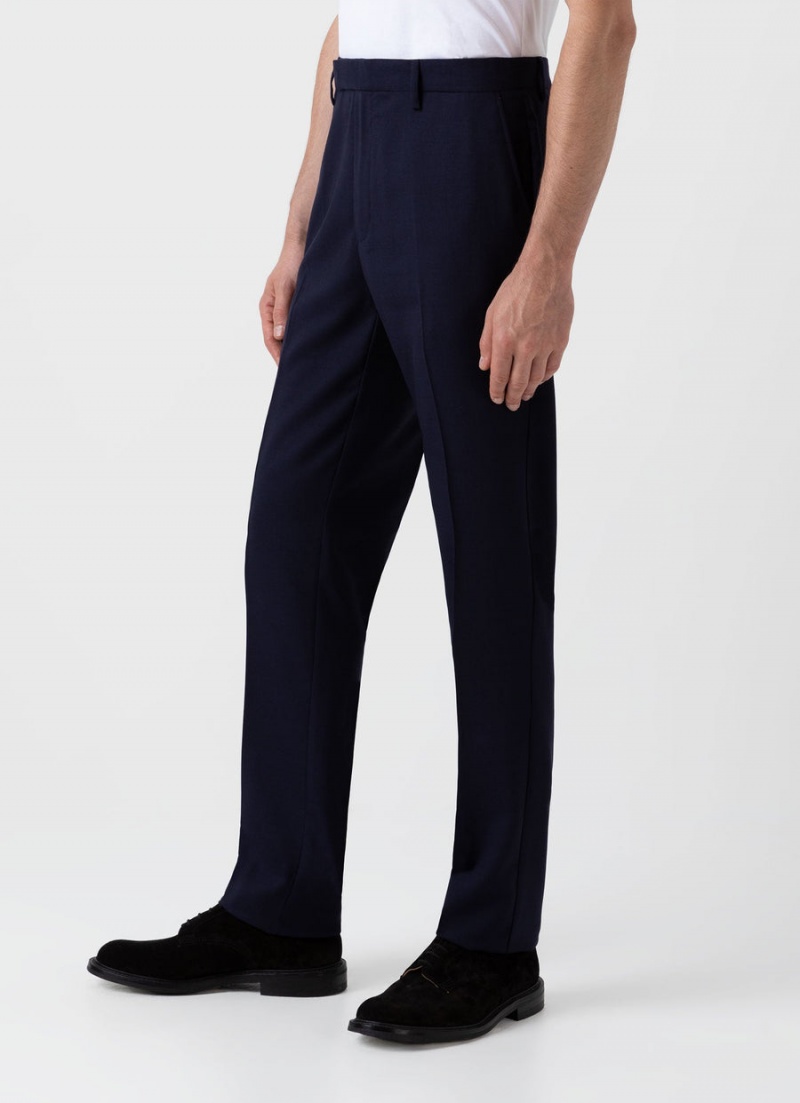 Navy Sunspel Slim Fit Wool Trouser | 29481-AZIN | USA