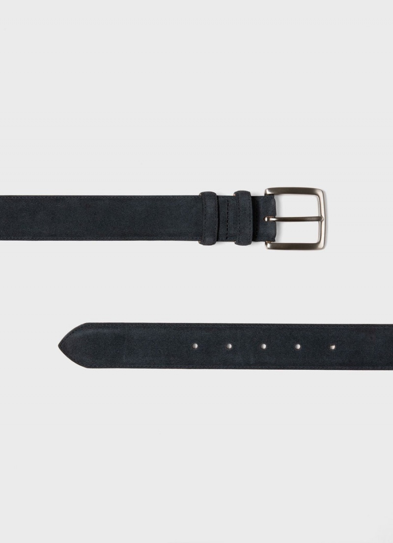 Navy Sunspel Suede Belt | 24697-UVQJ | USA