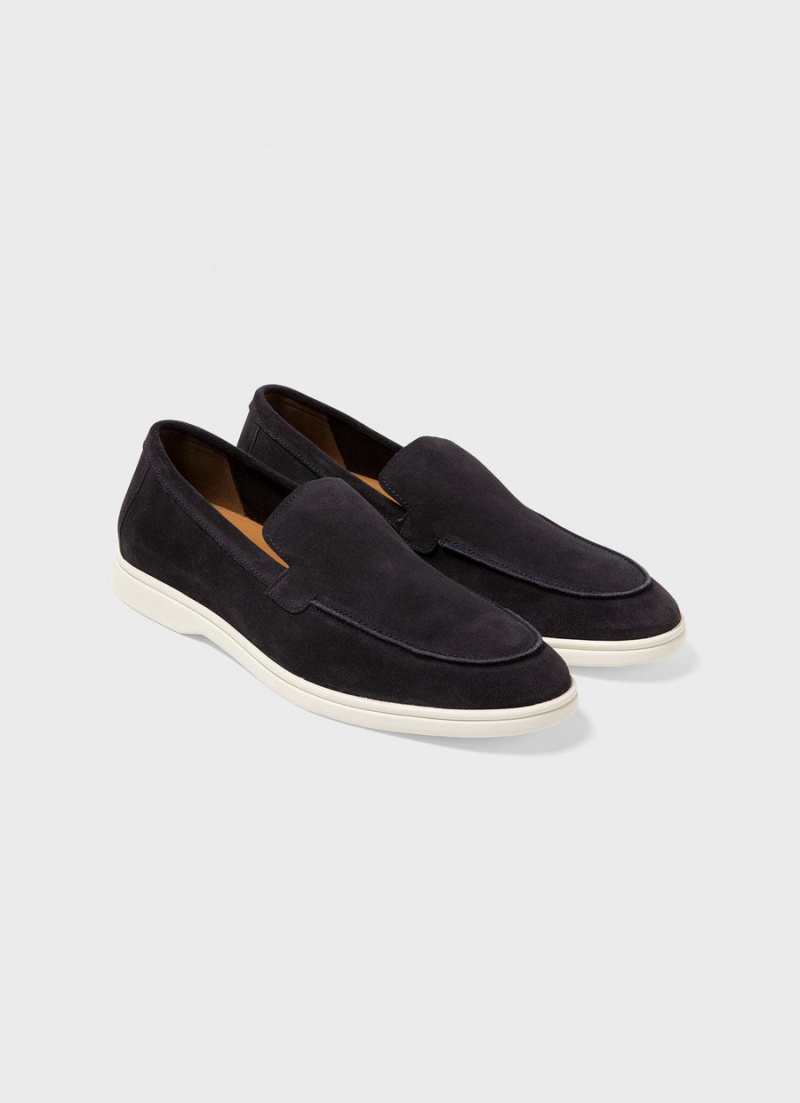 Navy Sunspel Suede Loafer | 94312-POQL | USA