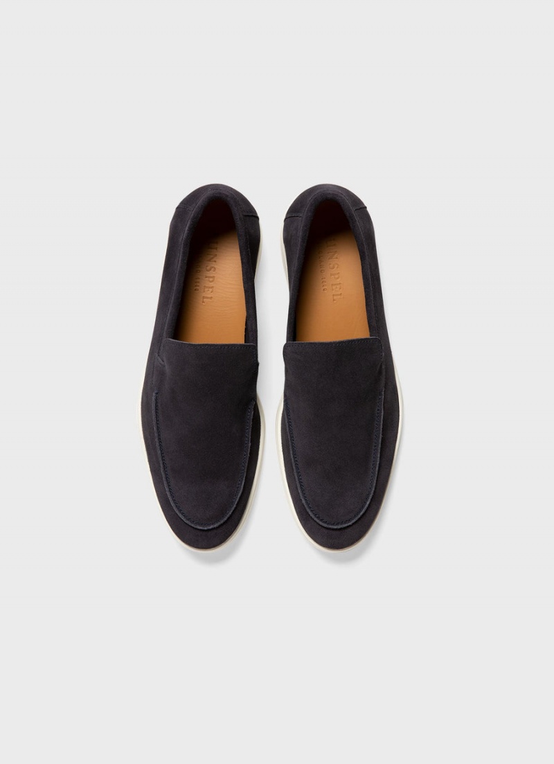 Navy Sunspel Suede Loafer | 94312-POQL | USA