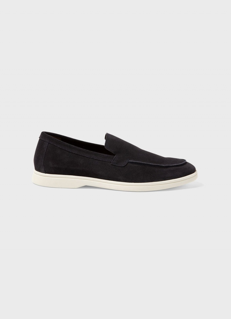 Navy Sunspel Suede Loafer | 94312-POQL | USA