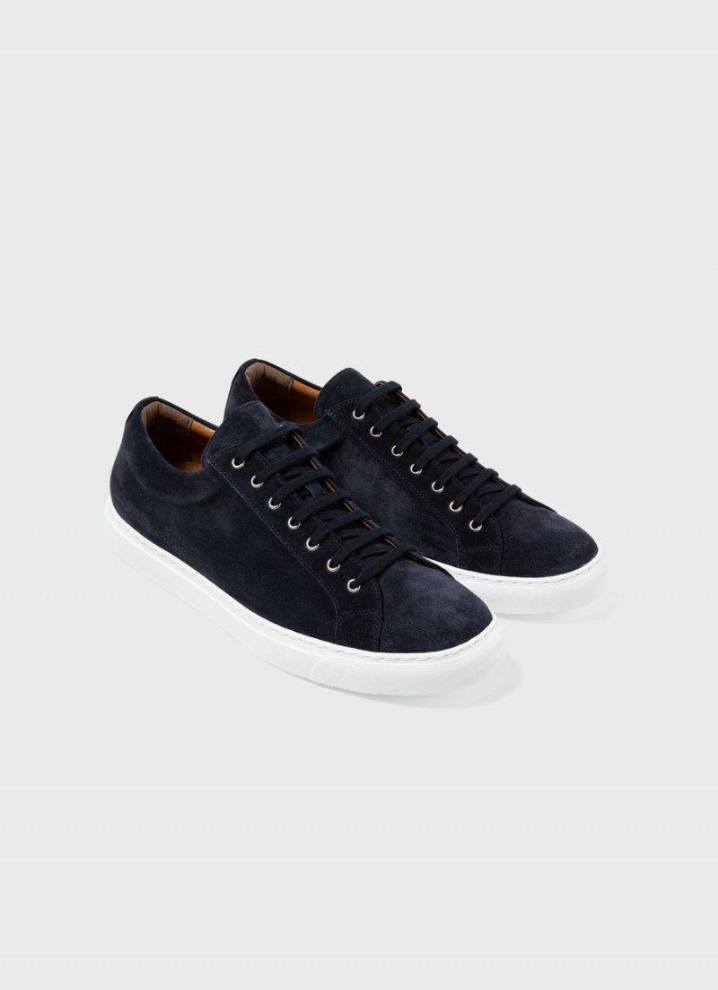 Navy Sunspel Suede Tennis Shoe | 07635-ASET | USA