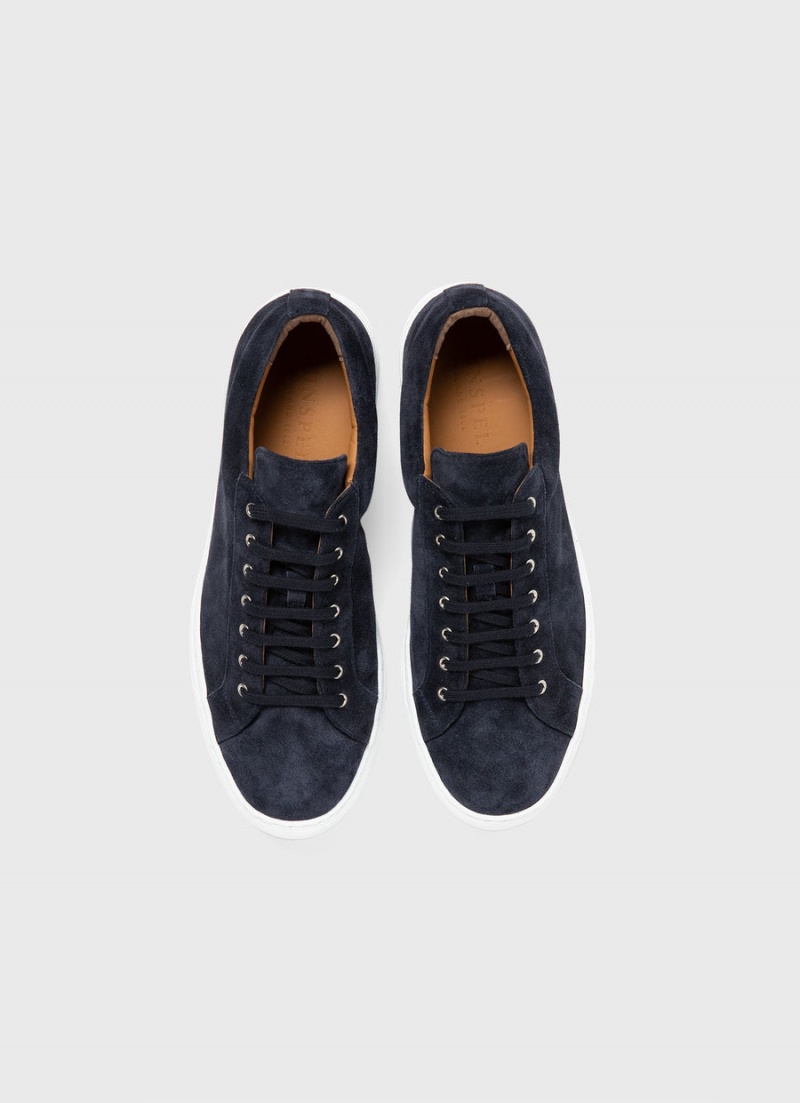 Navy Sunspel Suede Tennis Shoe | 07635-ASET | USA