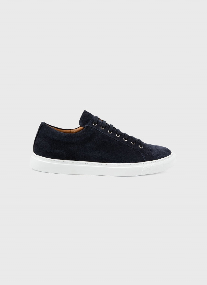 Navy Sunspel Suede Tennis Shoe | 07635-ASET | USA