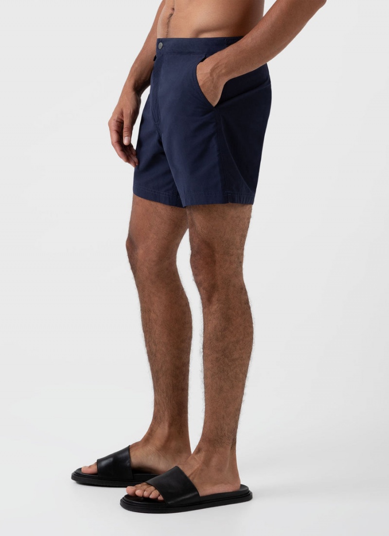 Navy Sunspel Tailored Swim Shorts | 91240-RWQX | USA