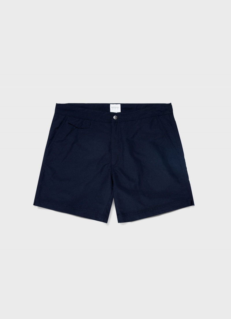 Navy Sunspel Tailored Swim Shorts | 91240-RWQX | USA