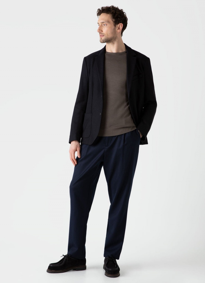 Navy Sunspel Textured Wool Blazer | 50187-IBTF | USA