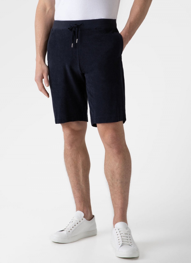 Navy Sunspel Towelling Shorts | 87523-UHWO | USA