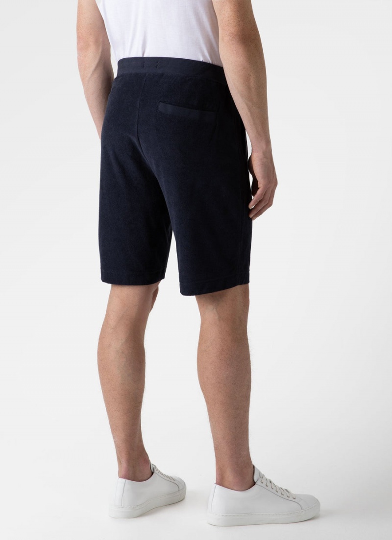 Navy Sunspel Towelling Shorts | 87523-UHWO | USA