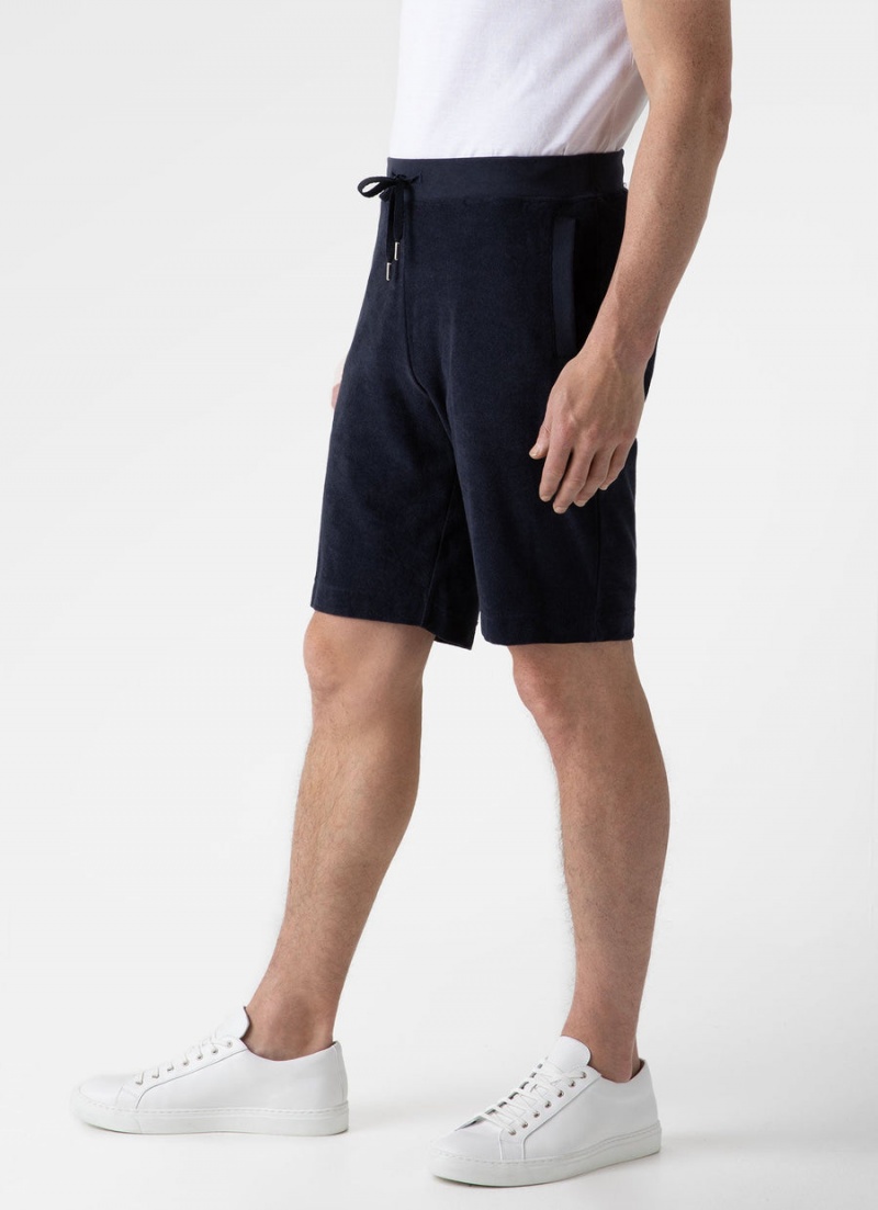 Navy Sunspel Towelling Shorts | 87523-UHWO | USA