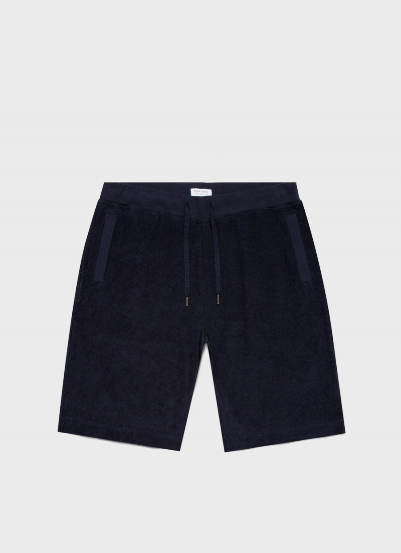 Navy Sunspel Towelling Shorts | 87523-UHWO | USA