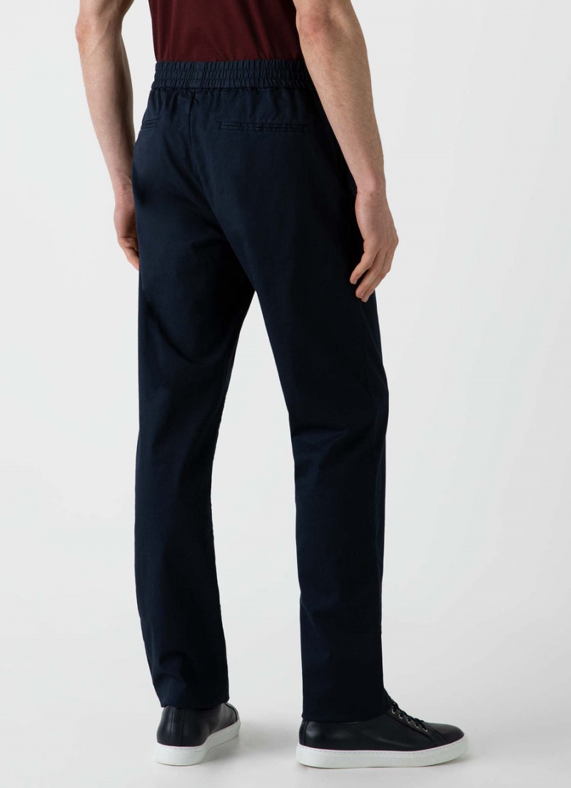 Navy Sunspel Twill Drawstring Trouser | 73260-QZHR | USA