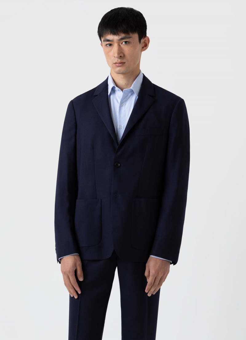 Navy Sunspel Wool Blazer | 15673-HIPJ | USA