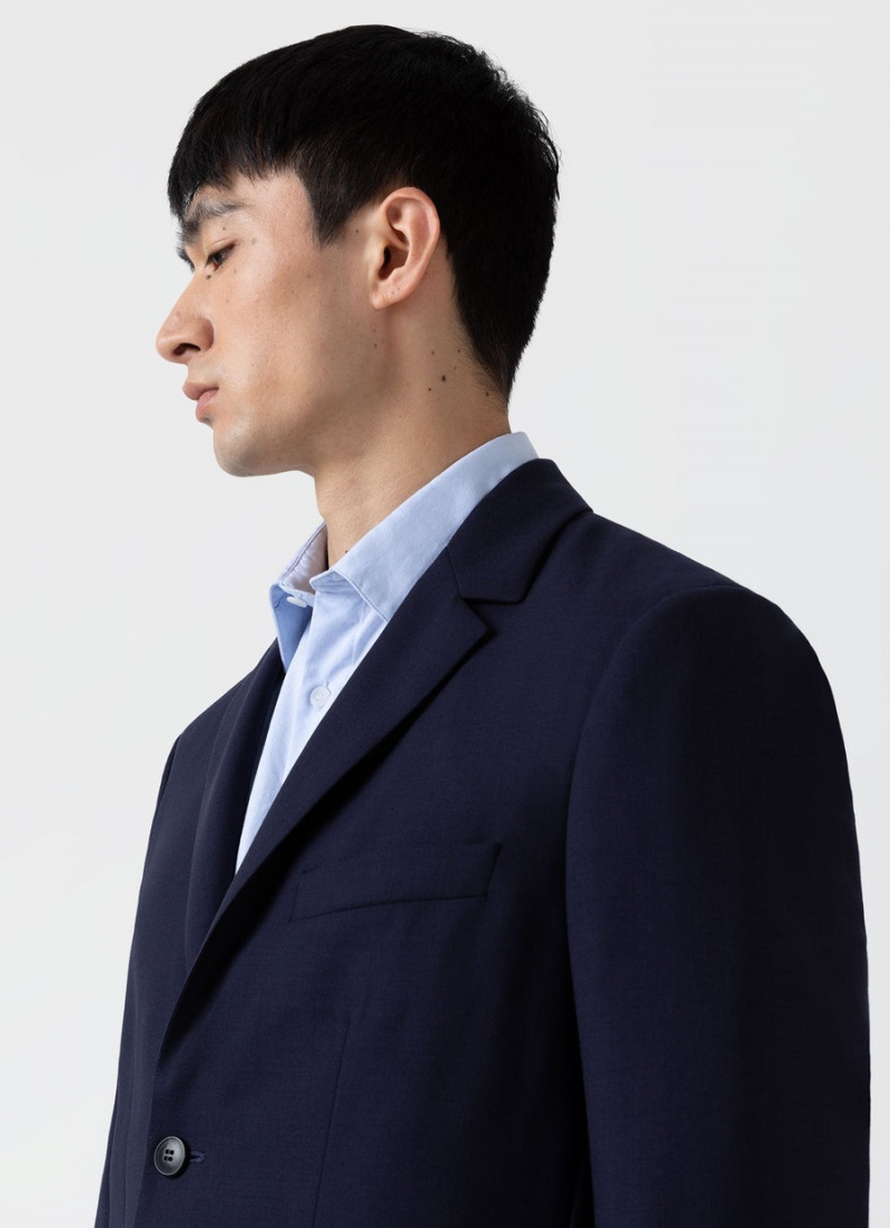 Navy Sunspel Wool Blazer | 15673-HIPJ | USA