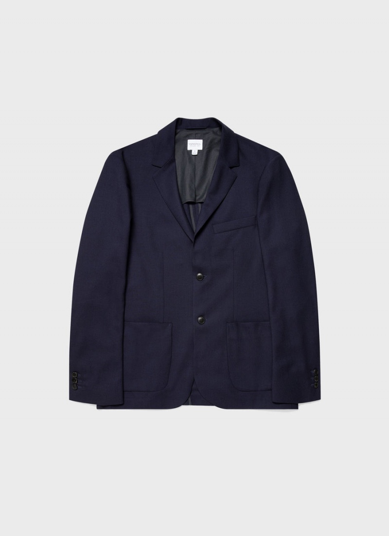 Navy Sunspel Wool Blazer | 15673-HIPJ | USA