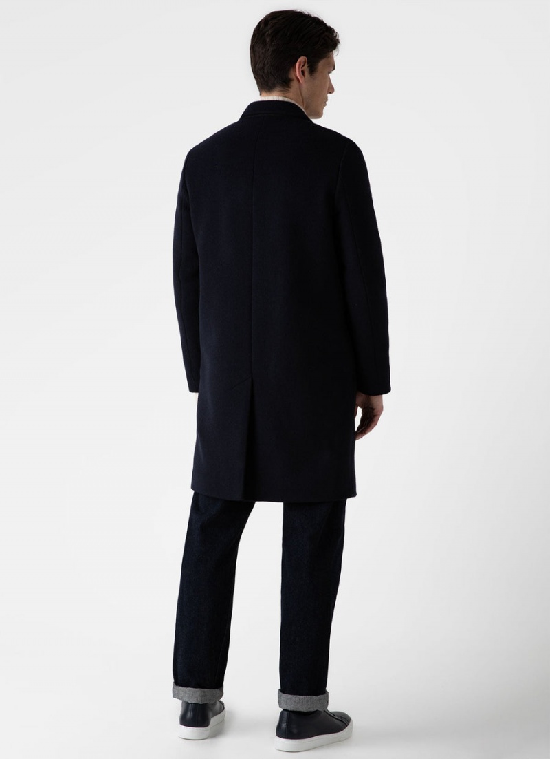 Navy Sunspel Wool Cashmere Overcoat | 07958-RIMD | USA