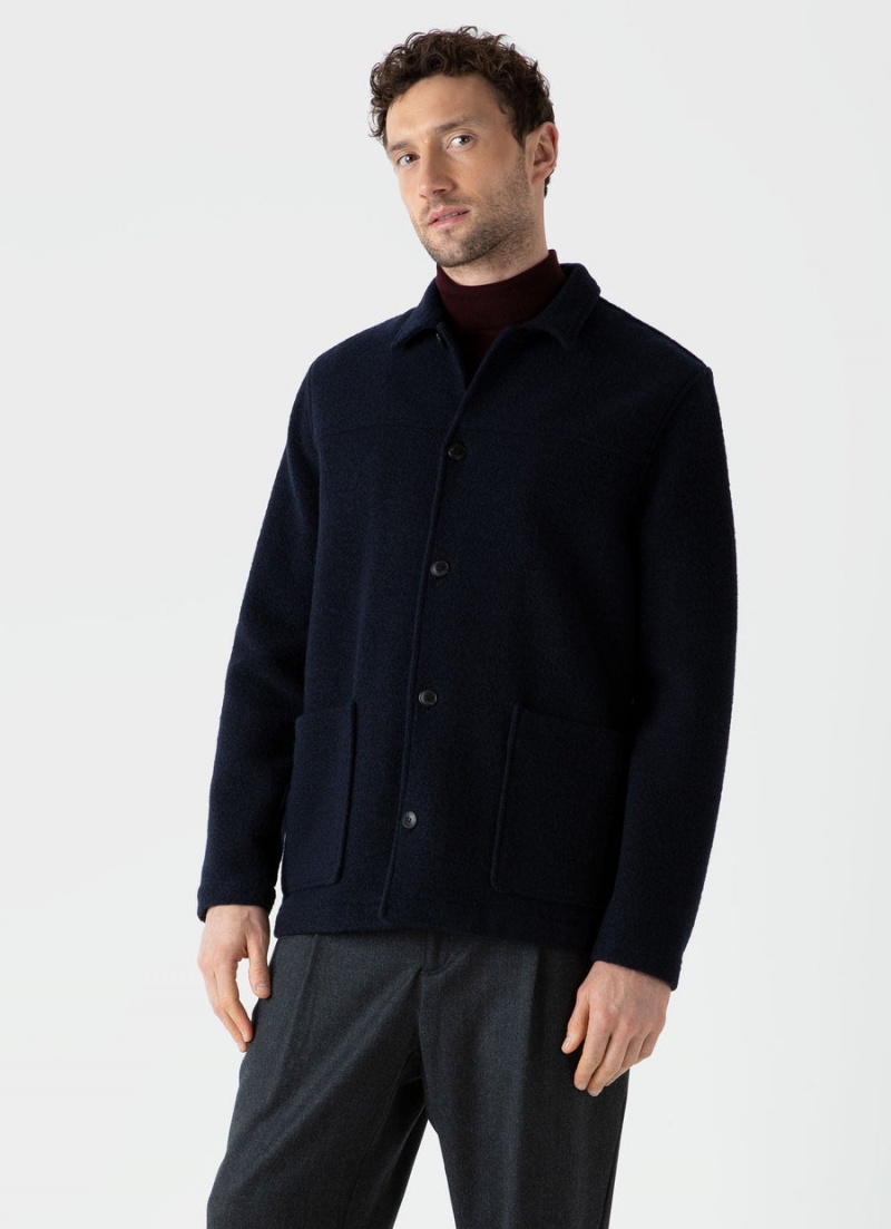 Navy Sunspel Wool Donkey Jacket | 57823-QADR | USA