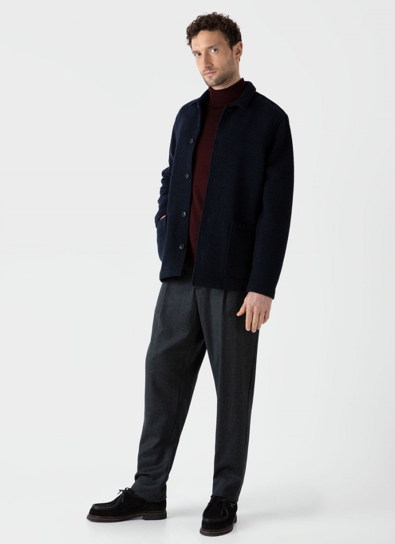 Navy Sunspel Wool Donkey Jacket | 57823-QADR | USA