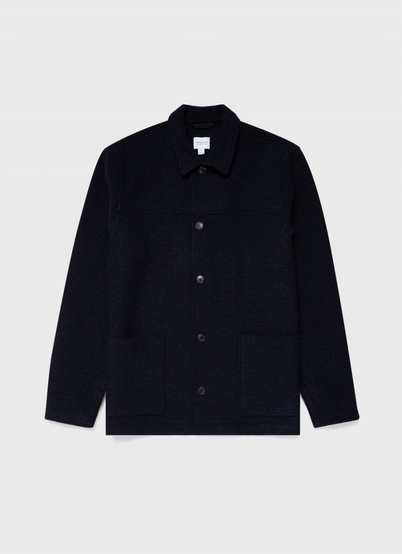 Navy Sunspel Wool Donkey Jacket | 57823-QADR | USA