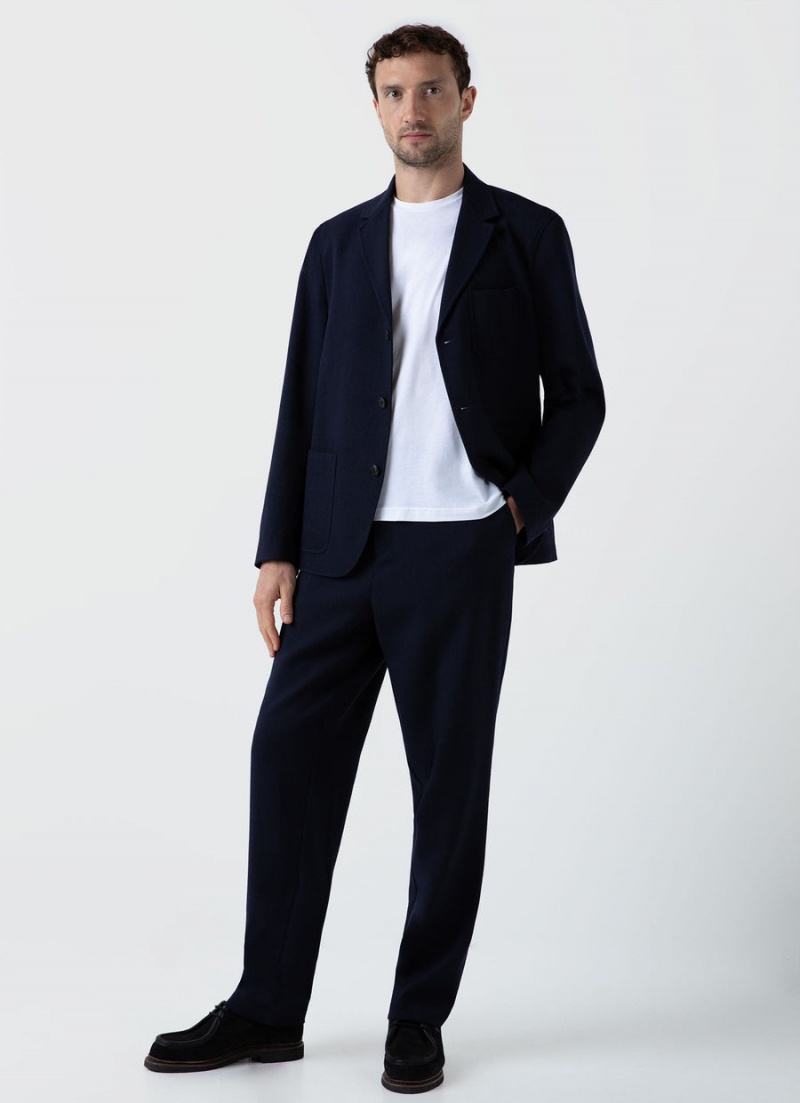 Navy Sunspel Wool Twill Blazer | 76492-WSJA | USA