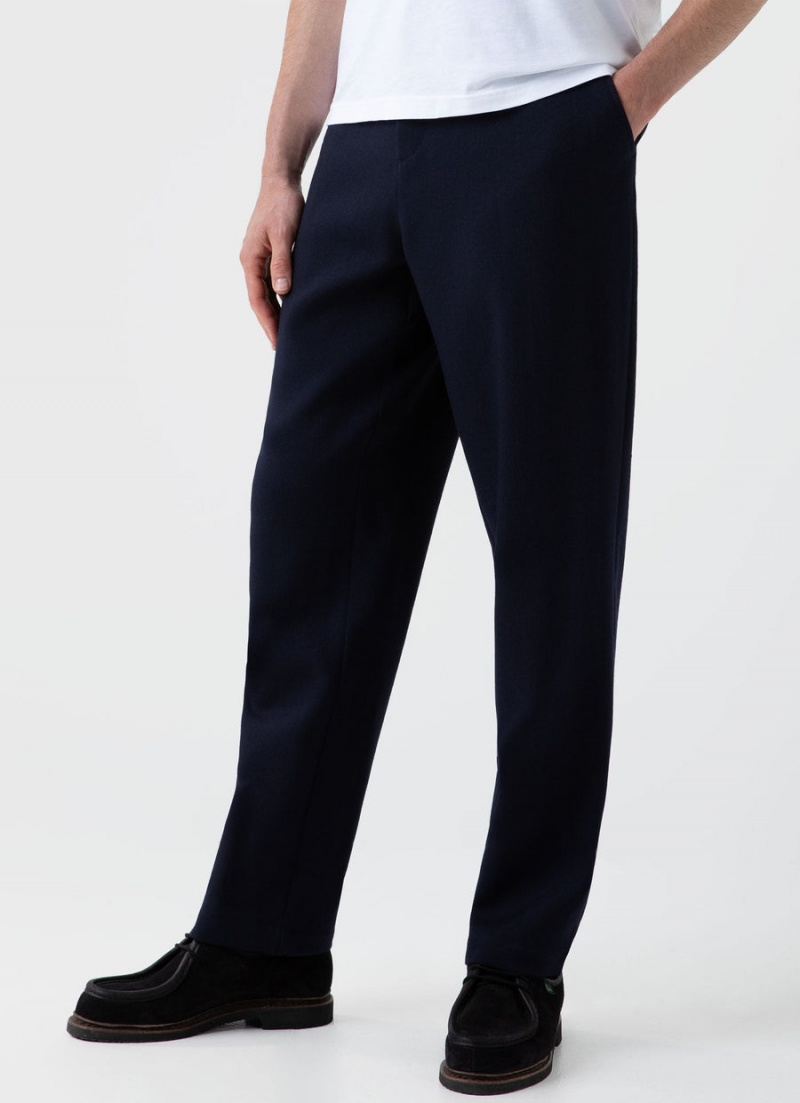 Navy Sunspel Wool Twill Chore Trousers | 03149-FCKO | USA