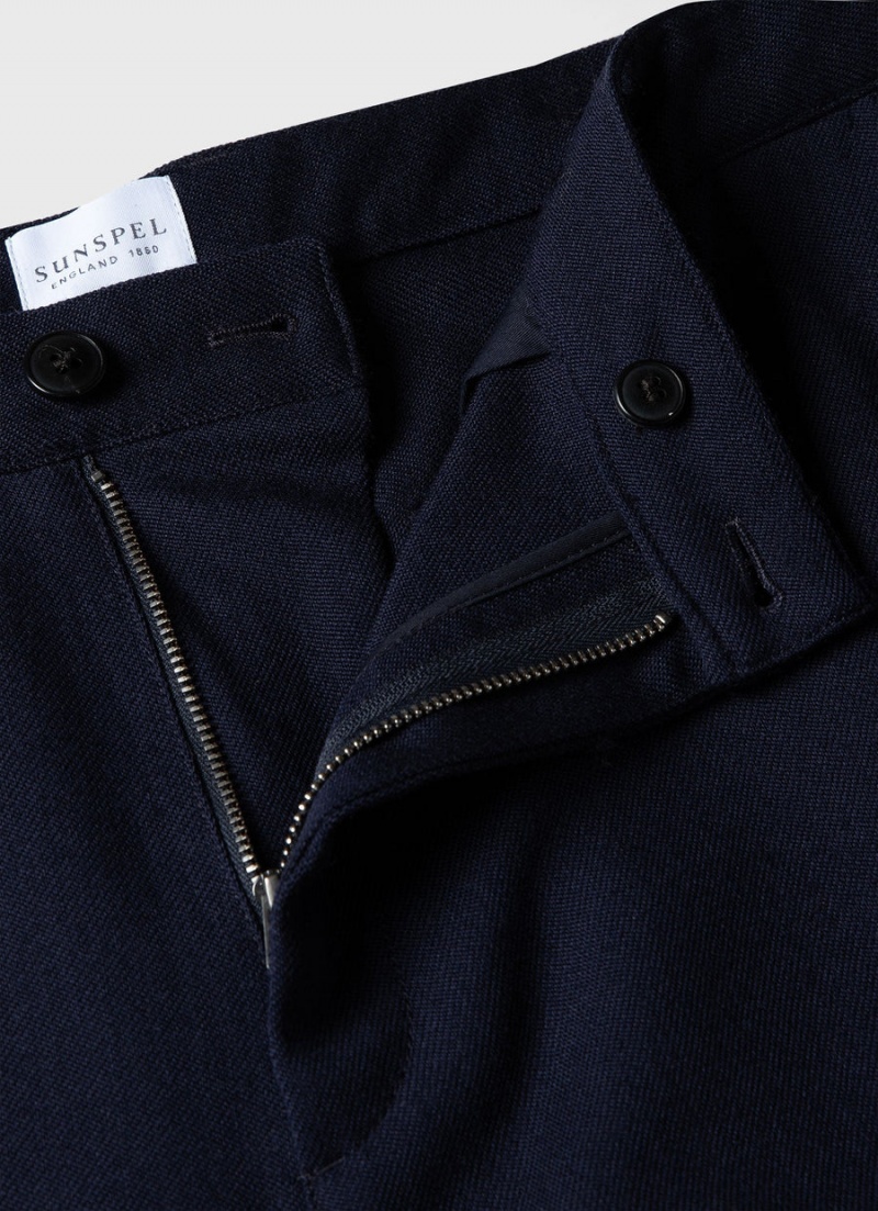 Navy Sunspel Wool Twill Chore Trousers | 03149-FCKO | USA