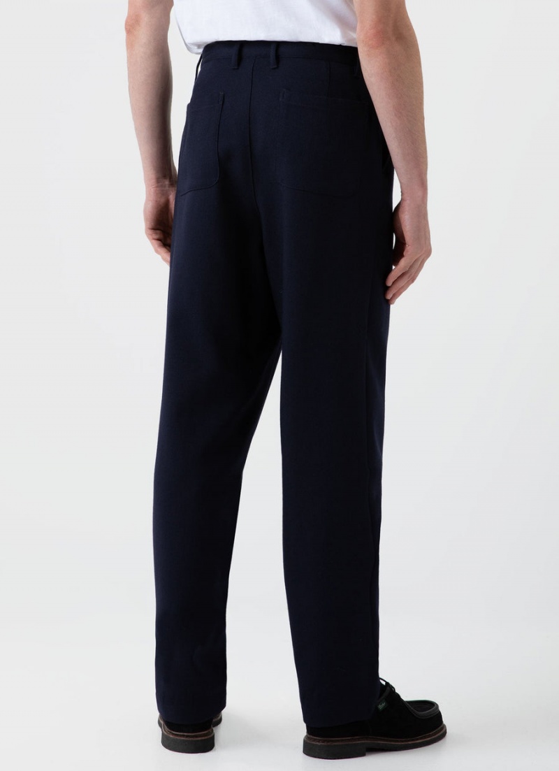 Navy Sunspel Wool Twill Chore Trousers | 03149-FCKO | USA