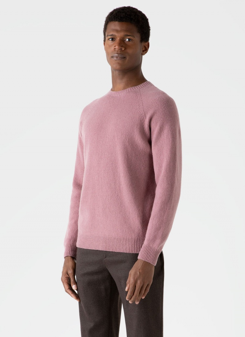 Pink Sunspel Lambswool Crew Neck Jumper | 96230-UNKE | USA