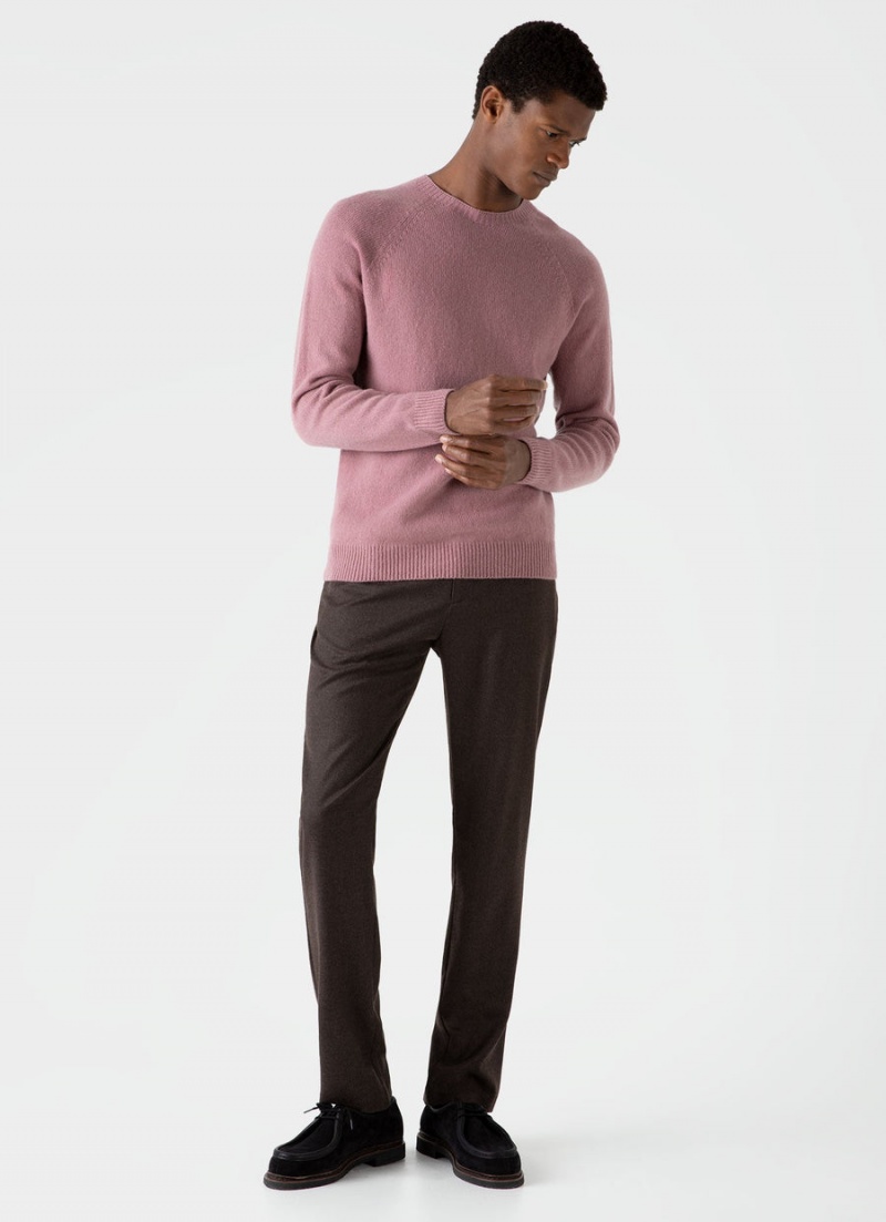 Pink Sunspel Lambswool Crew Neck Jumper | 96230-UNKE | USA