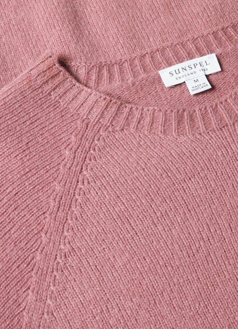 Pink Sunspel Lambswool Crew Neck Jumper | 96230-UNKE | USA