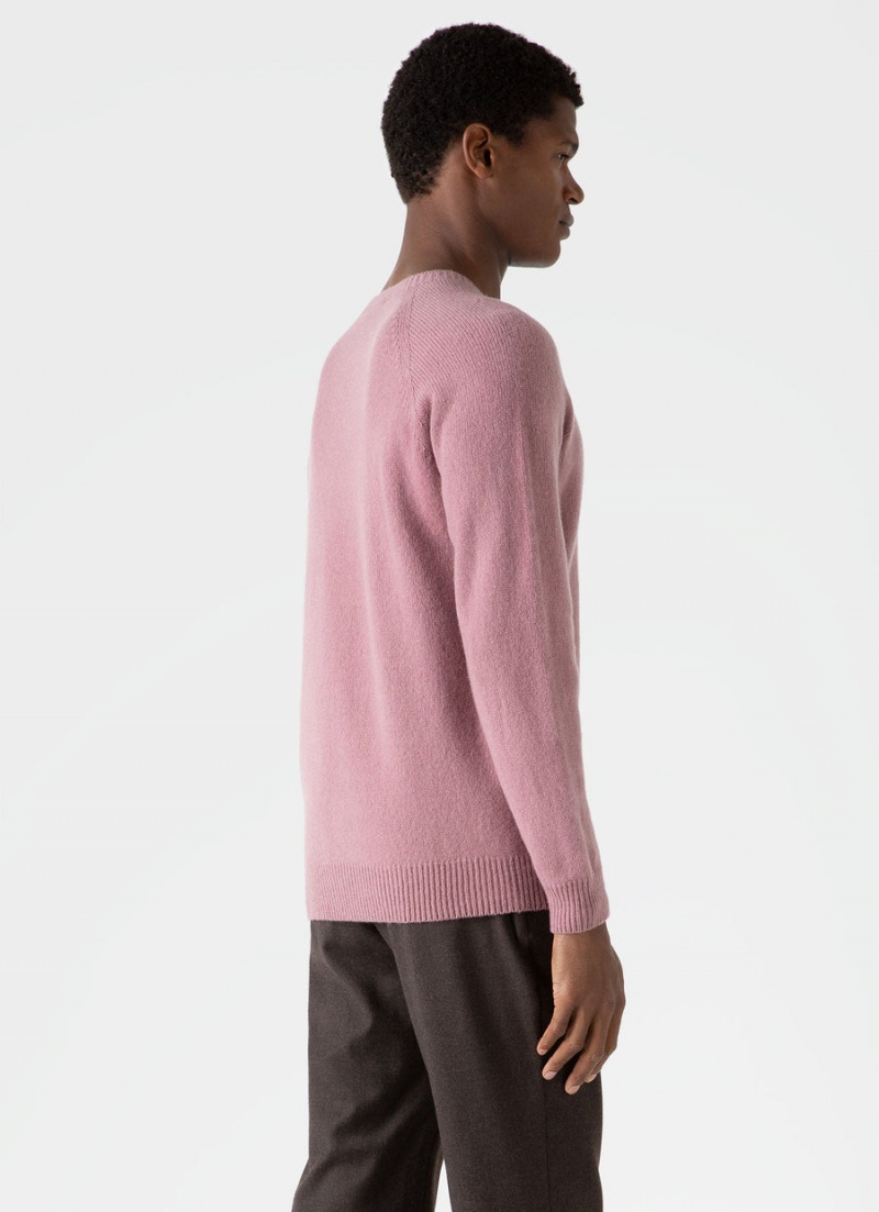 Pink Sunspel Lambswool Crew Neck Jumper | 96230-UNKE | USA