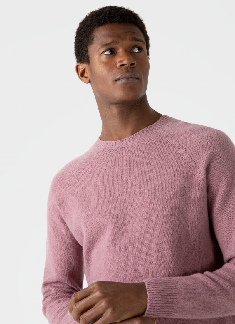 Pink Sunspel Lambswool Crew Neck Jumper | 96230-UNKE | USA